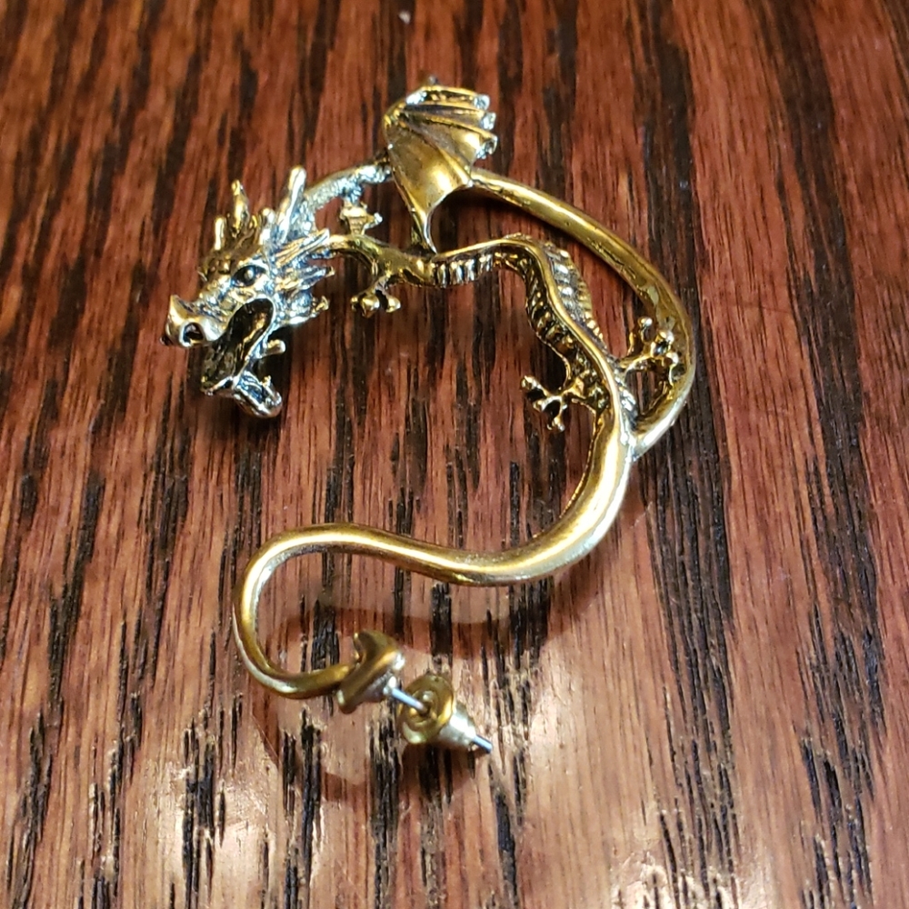 Gold Dragon Full Ear Earring NWOT